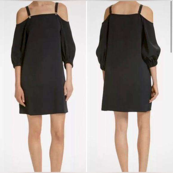 TIBI Suspender Dress Black Twill Mini Open Shoulder Straps Adjustable City Chic - Picture 15 of 15